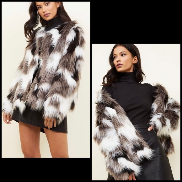 Chic Shaggy Patched Faux Fur Coat Jacket - Picture 12 of 14